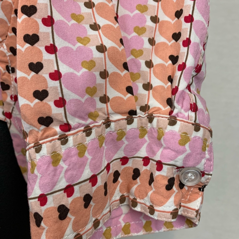 Velvet Heart pattern Button down Shirt Size Large - Picture 5 of 8